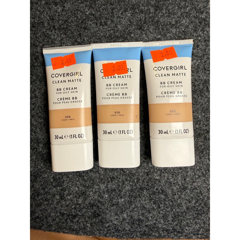 3 pc Covergirl Clean Matte BB Cream for Oily Skin 520 Light/Pale 1FL OZ